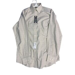 Jos. A. Bank Traveler Tailored Fit Shirt Mens Small Light Green Plaid JAB1217-2